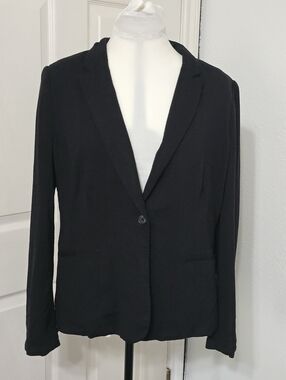 Old Navy Black Soft Rayon Blazer Single Button Size L Corpcore Business Casual